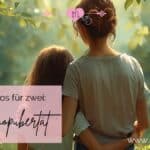 KI-generiertes Bild einer Mutter mit ihrer Tochter von hinten in der Natur