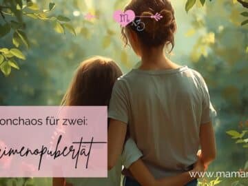 KI-generiertes Bild einer Mutter mit ihrer Tochter von hinten in der Natur