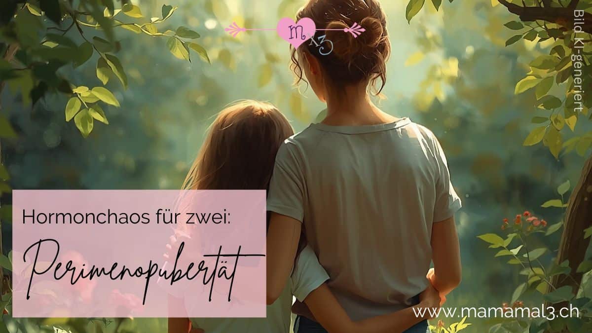 KI-generiertes Bild einer Mutter mit ihrer Tochter von hinten in der Natur